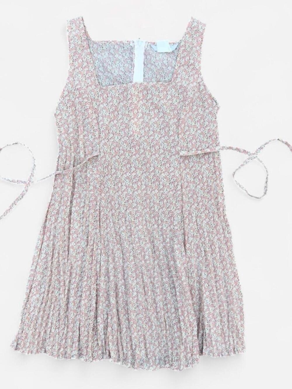 Esprit Vintage Cottage Pleated Mini Floral Tie Dress